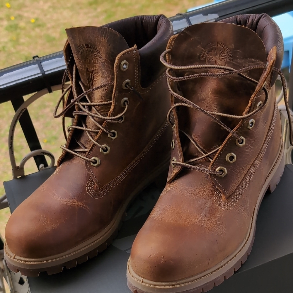 Timberland Brown Leather Work Boots Ankle-Height